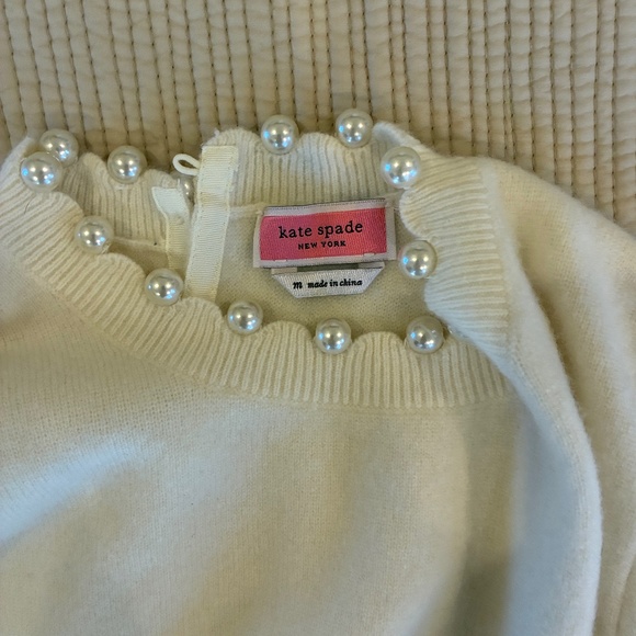 Holiday ready! Kate spade NY winter white wool & cashmere sweater pearl neck - Picture 4 of 10